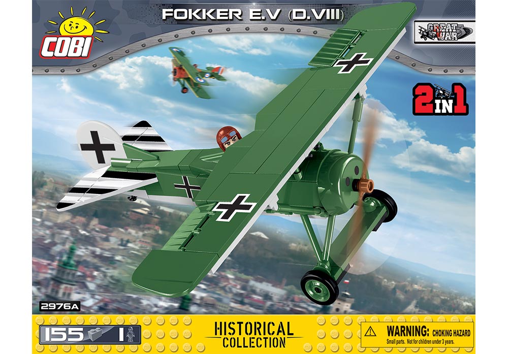 Voorkant van de Cobi 2976A bouwset Great War Historical Collection Fokker E.V D.VIII vliegtuig