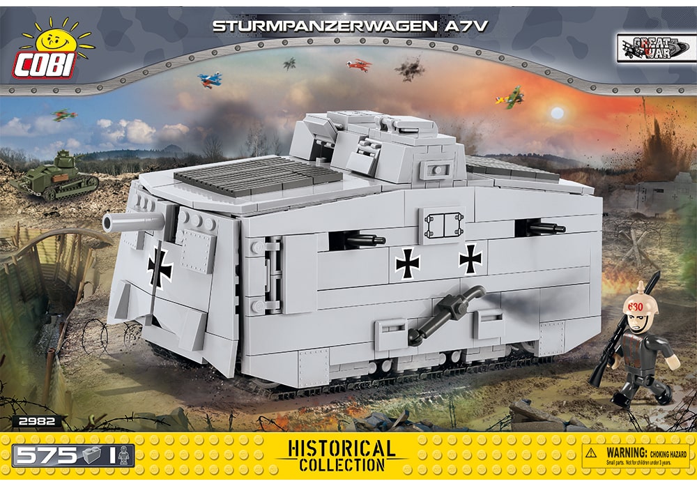 Voorkant van de Cobi 2982 bouwset Sturmpanzerwagen A7V Great War Collectie