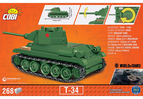 COBI World of Tanks: T-34 Tank / 1:48 schaal (3061)