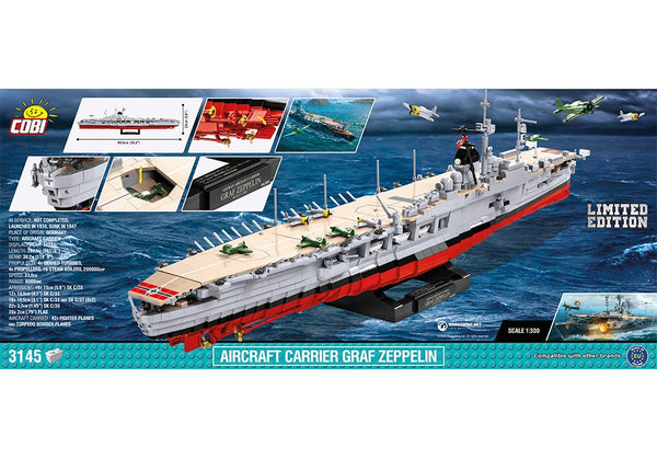 Achterkant van de Cobi 3087 bouwset world of warships aircraft carrier graf zeppelin limited edition vliegdekschip
