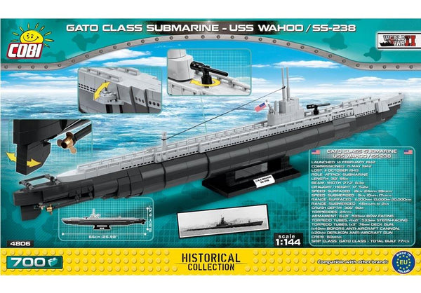 Achterkant van de Cobi 4806 onderzeeboot bouwset historical collection world war 2 USS Wahoo / SS-238 / Gato class submarine