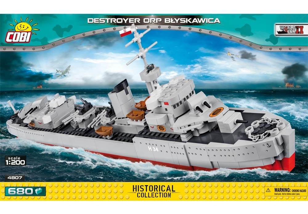 Voorkant van de Cobi 4807 bouwset historical collection world war 2 destroyer orp blyskawica