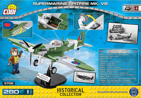 Achterkant van de Cobi 5708 bouwset World War II Historical Collection Supermarine Spitfire MK. VB vliegtuig