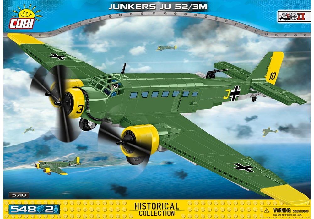 Voorkant van de Cobi 5710 bouwset World War II Historical Collection Junkers JU 52/3M transportvliegtuig
