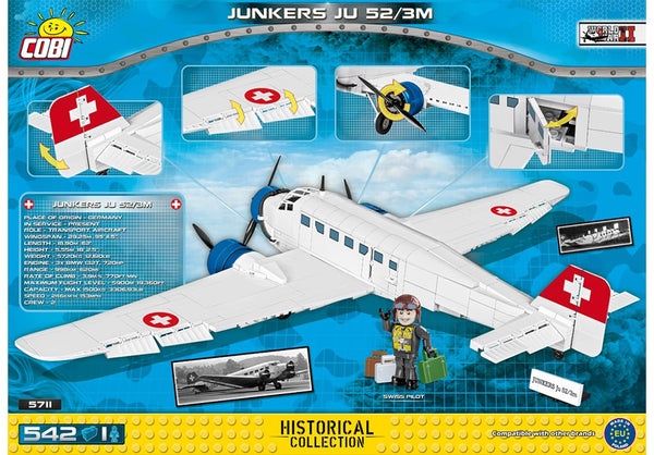 Achterkant van de Cobi 5711 bouwset World War II Historical Collection Junkers JU 52/3M transportvliegtuig