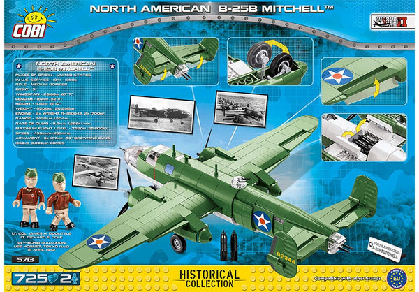 Achterkant van de Cobi 5713 bouwset World War II Historical Collection North American B-25B Mitchell bommenwerper