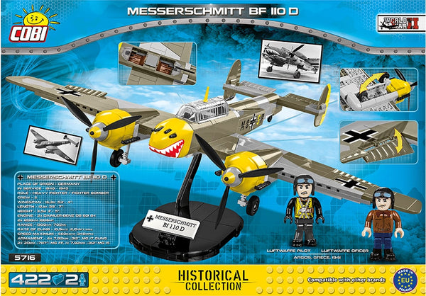 Achterkant van de Cobi 5716 World War 2 historical collection messerschmitt bf 110 D vliegtuig
