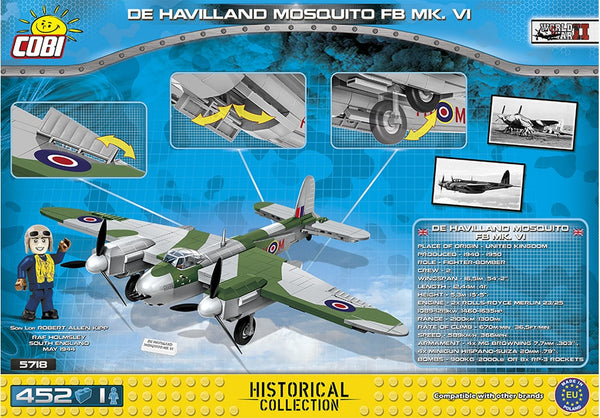 Achterkant van de Cobi 5718 bouwset World War II Historical Collection De Havilland Mosquito FB MK. VI jachtbommenwerper