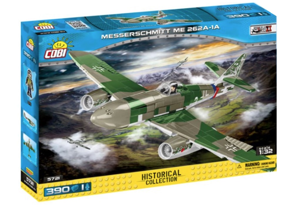 Voorkant 3d doos van de Cobi 5721 bouwset World War II Historical Collection Messerschmitt ME262A-1A straaljager