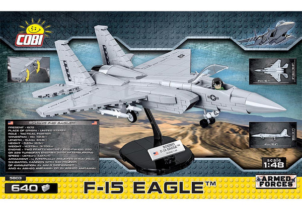 Achterkant van de Cobi 5803 bouwset Armed Forces Collection F-15 Eagle straaljager