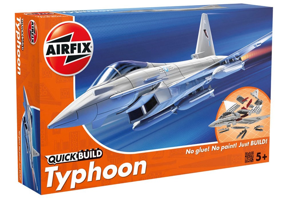 Voorkant van de Airfix J6002 bouwset Quickbuild Collectie Eurofighter Typhoon straaljager