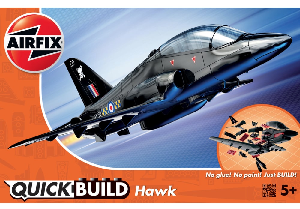 Voorkant van de Airfix J6003 bouwset Quickbuild Collectie BAE Hawk straaljager