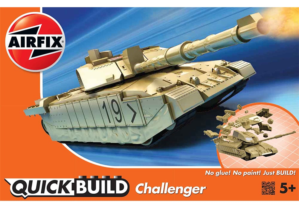 Voorkant van de Airfix J6010 bouwset Quickbuild Collectie Challenger tank