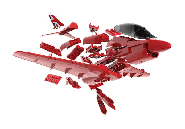 Losse onderdelen van de Airfix J6002 bouwset Quickbuild Collectie RAF Red Arrows Hawk straaljager