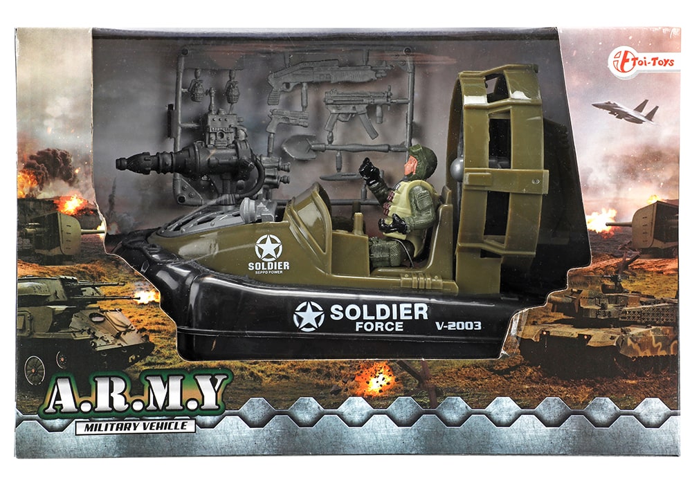 Toi-Toys Army verpakking speelset militaire hovercraft met soldaat en accessoires en wapenset
