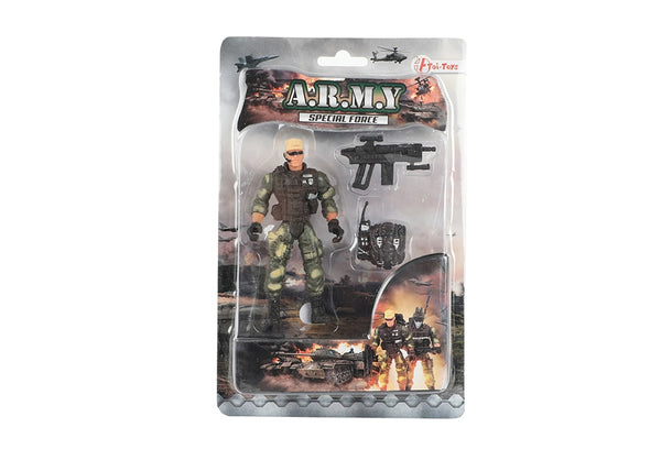 Verpakking met model Toi-Toys Army Special Forces actiefiguur soldaat comspec close-combat met walkie-talkie