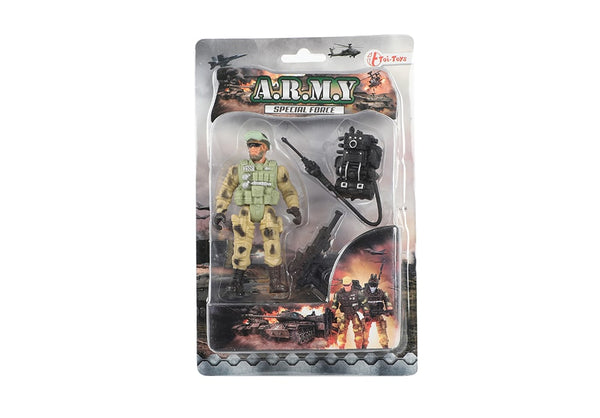 Verpakking met model Toi-Toys Army Special Forces actiefiguur soldaat vlammenwerper expert