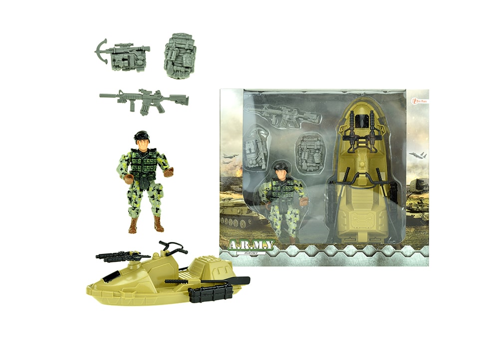 Speelset Toi-Toys army militaire waterscooter met soldaat en accessoires