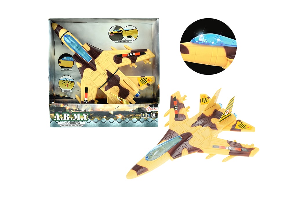 Toi-Toys army speelgoed militaire straaljager 40cm met licht en blauw geluid